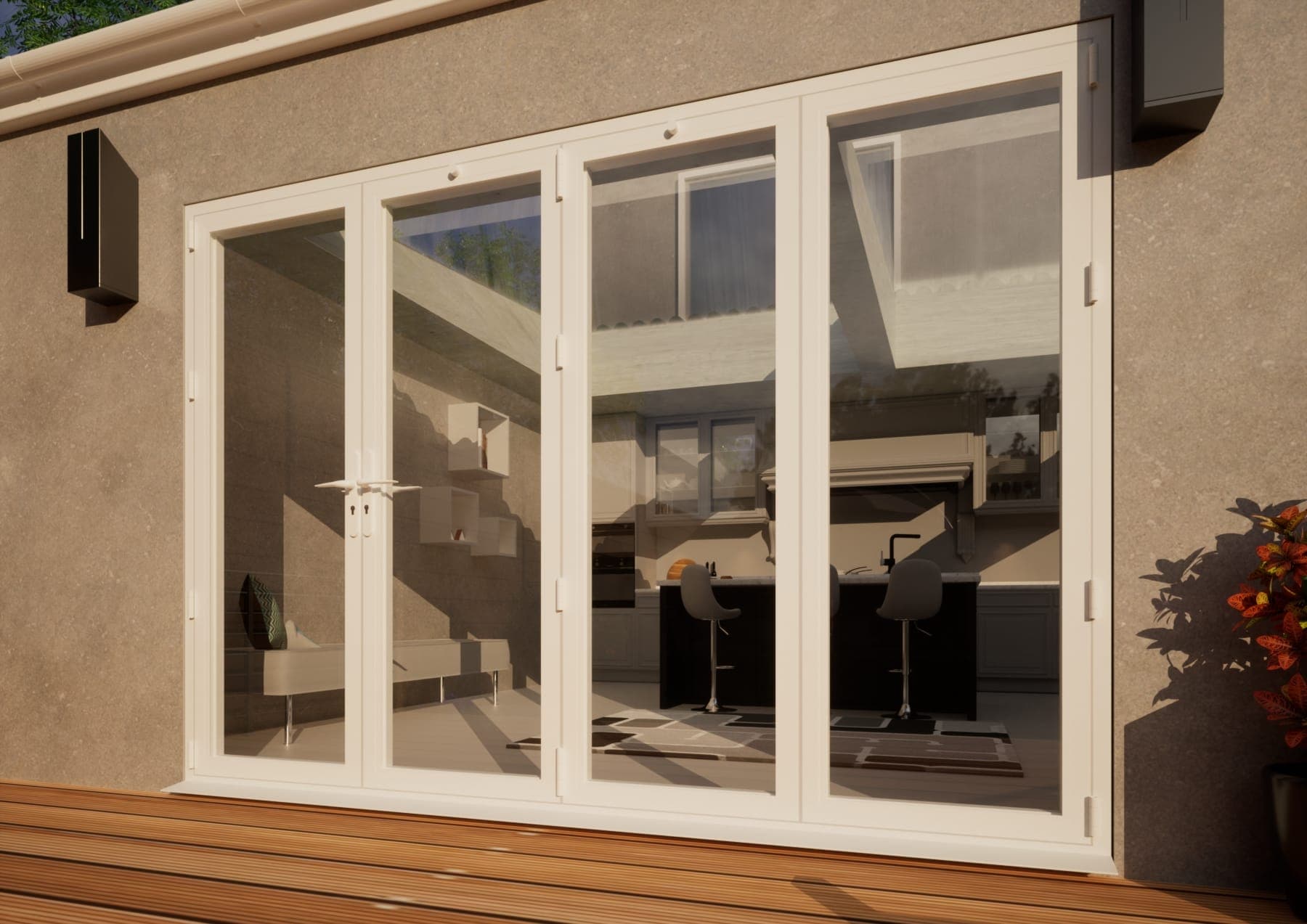 Aluminium Bifold Door Part Q Compliant - 3000mm White - 1 Left 3 Right