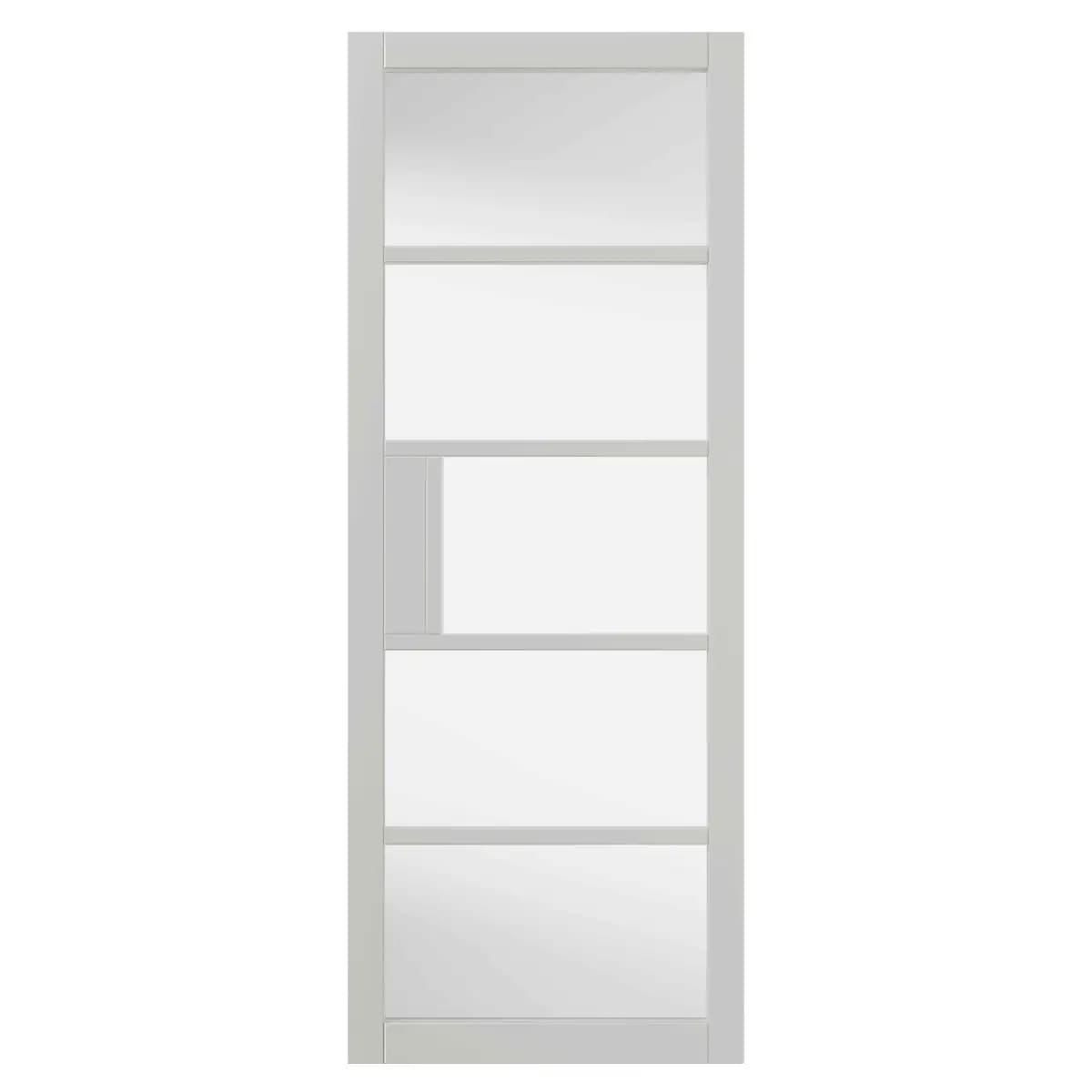 Metro 5 Panel Glazed Internal Door - White / Clear Glass - Prefinished - 35 x 1981 x 838mm