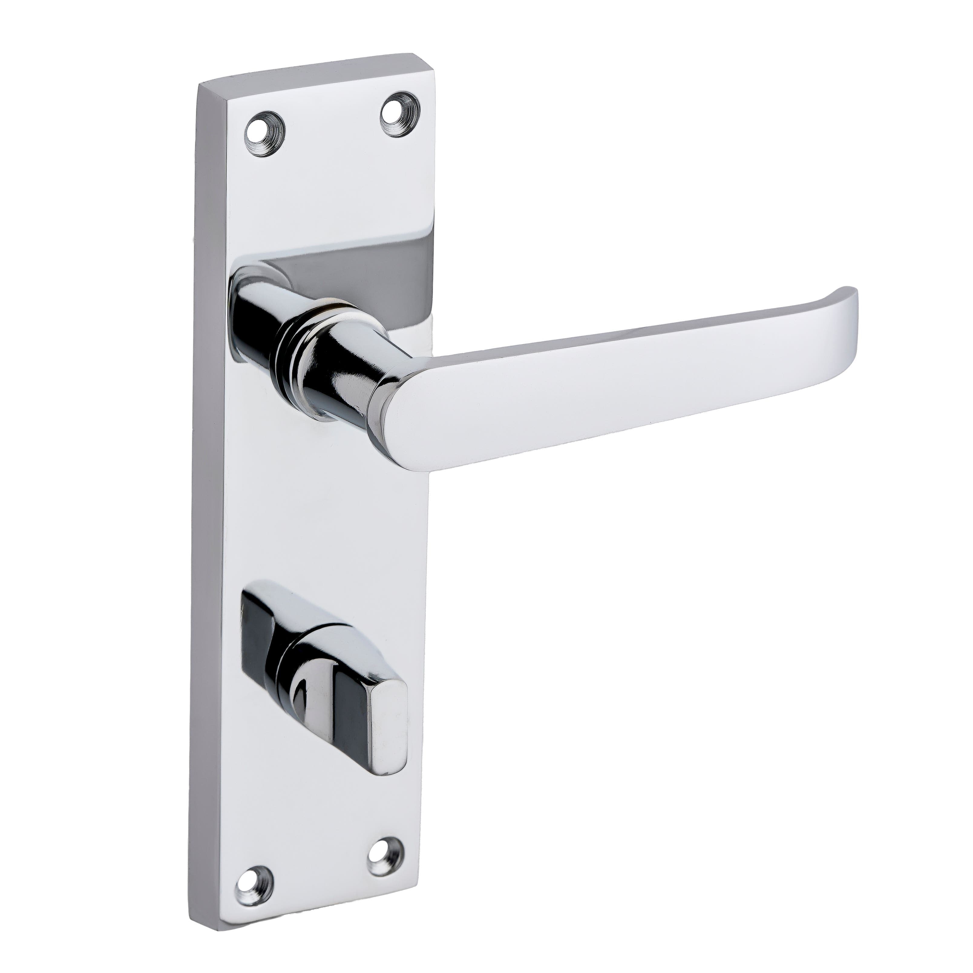 Polished Chrome Victorian Bathroom Thumb Lock Door Handle - Pair - Designer Levers