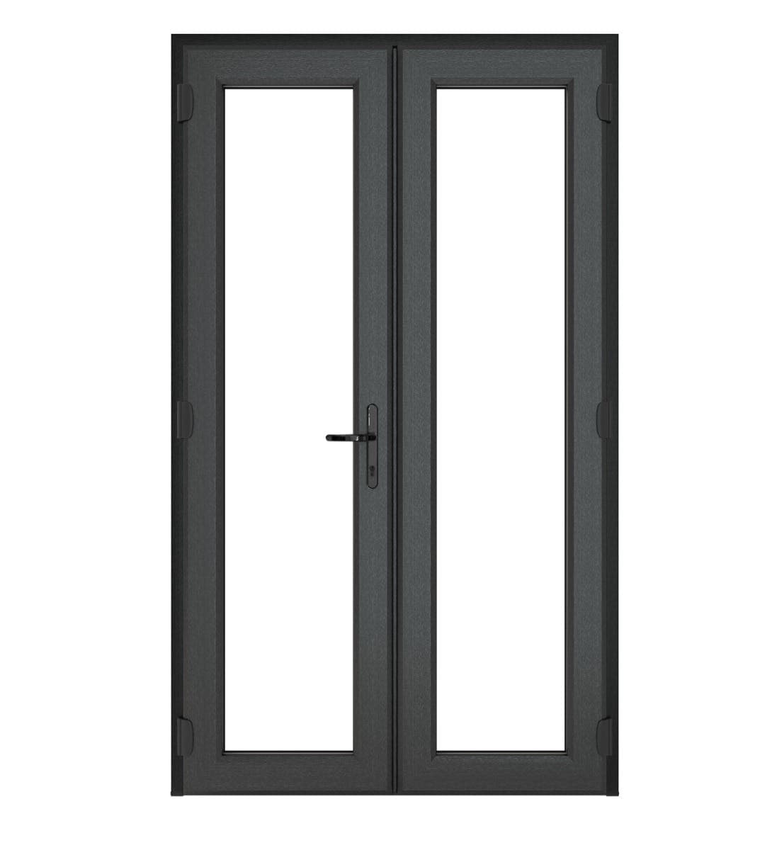 uPVC French Doors - Anthracite Grey Ext/White Int - Clear Glass - Triple Glazed - Left Hand Master - 150mm Sill - 1290mm x 2055mm