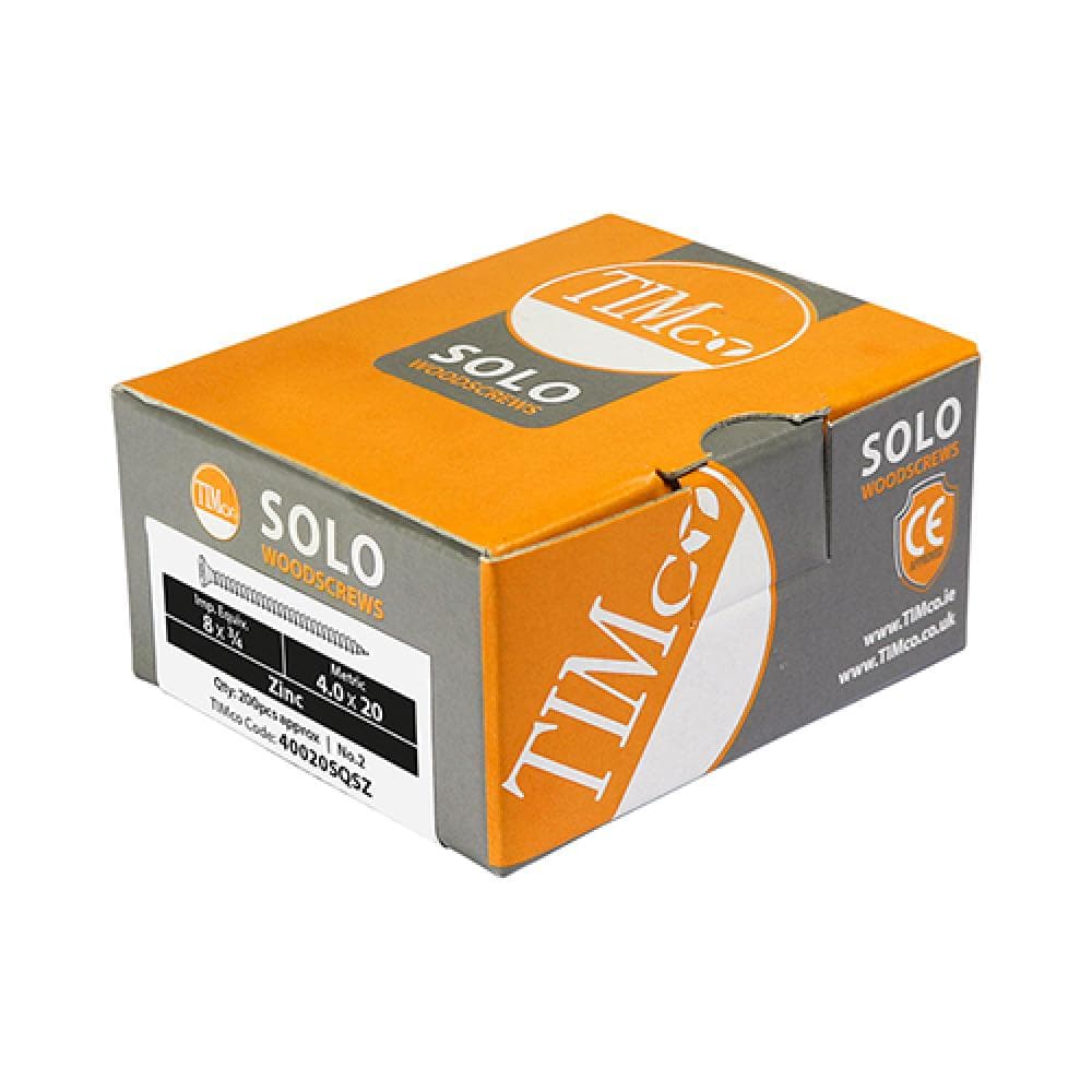 Timco 40020SQSZ Solo Chipboard & Woodscrews - Sq - Double Countersunk - Zinc 4.0 X 20 Box 200