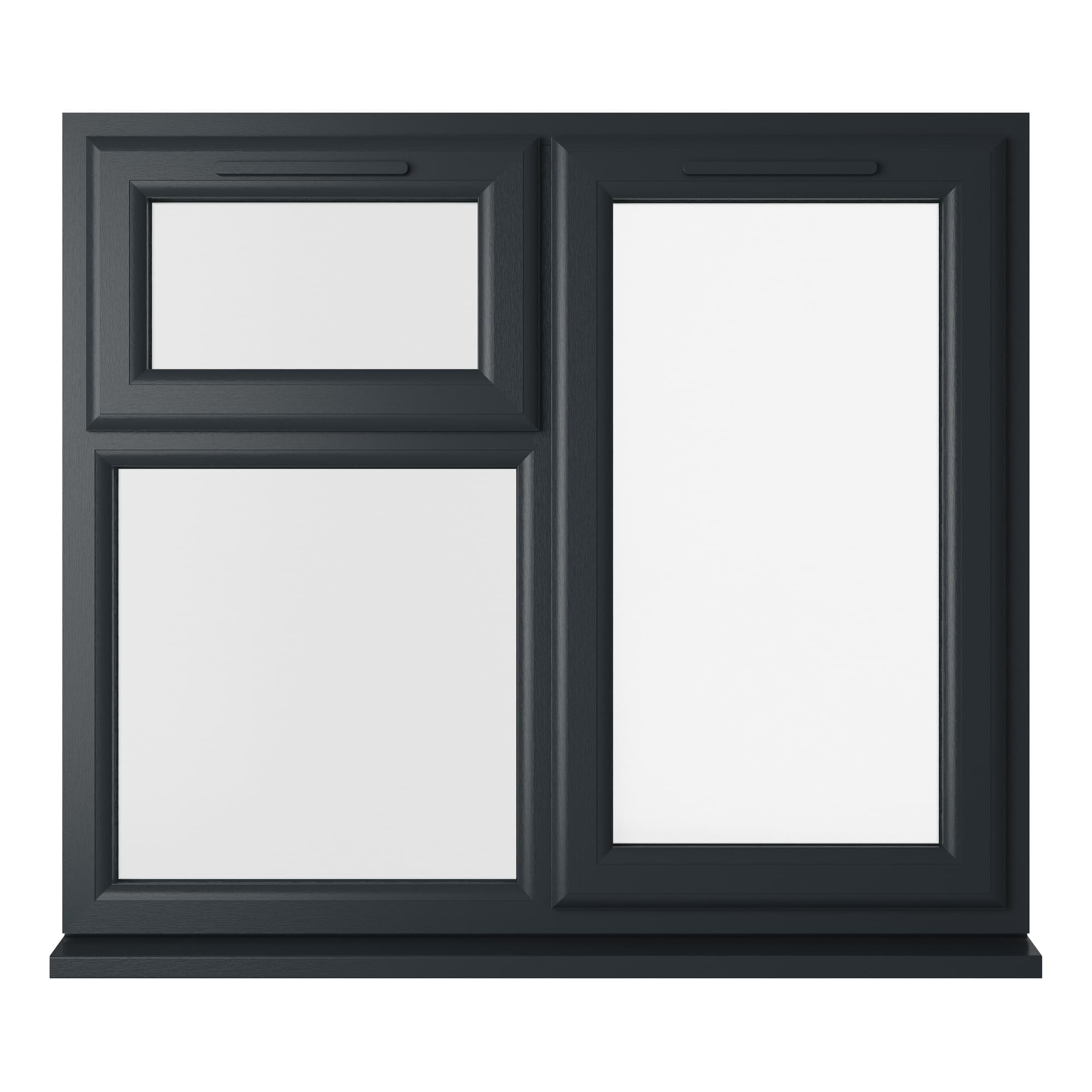 Crystal Triple Glazed uPVC Grey/White Window Right & Top Hung 1190mm x 1190mm Clear