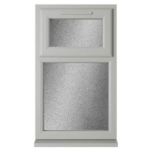 Crystal Triple Glazed uPVC Window Agate/White Top Hung 610mm x 1040mm Obscure