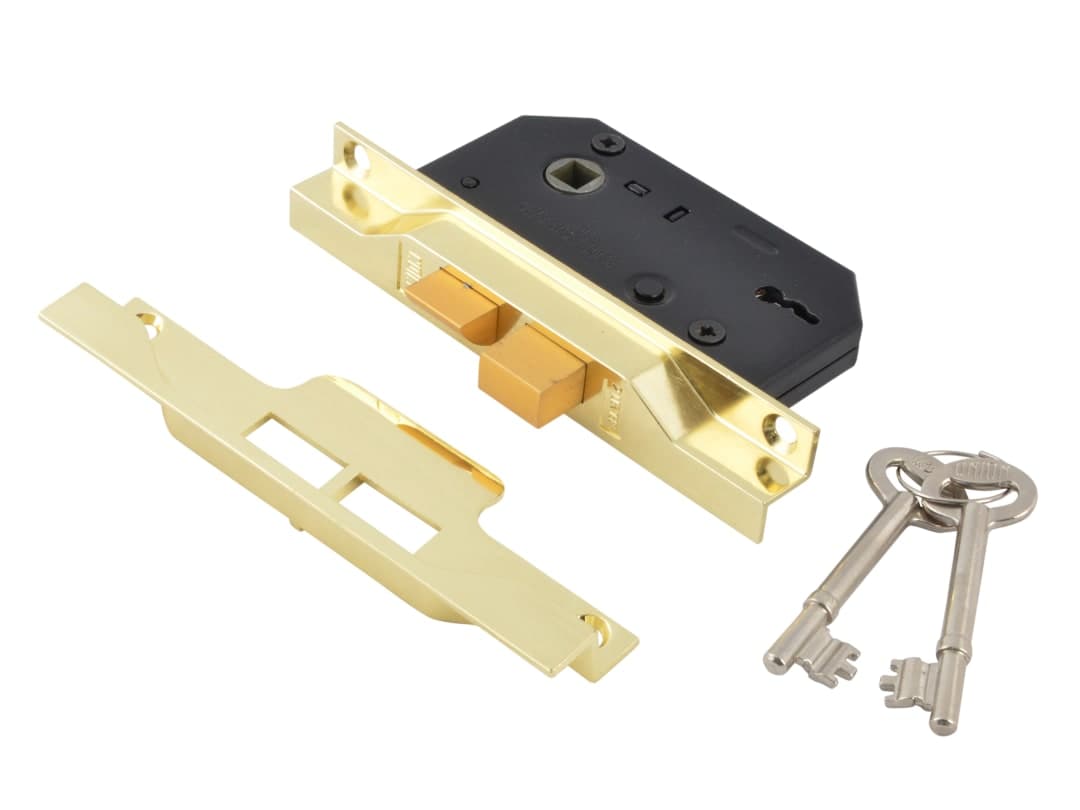 UNION 2242 2 Lever Mortice Rebated Sashlock Electro Brass 65.5mm 2.5in Visi Y2242-EB-2.50