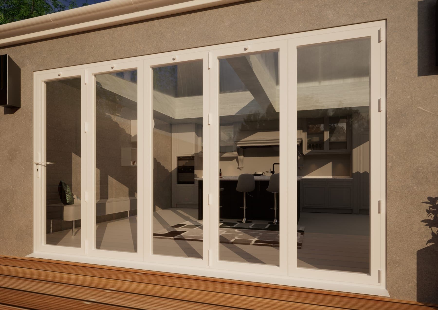 Aluminium Bifold Door Part Q Compliant - 3600mm White - 5 Right
