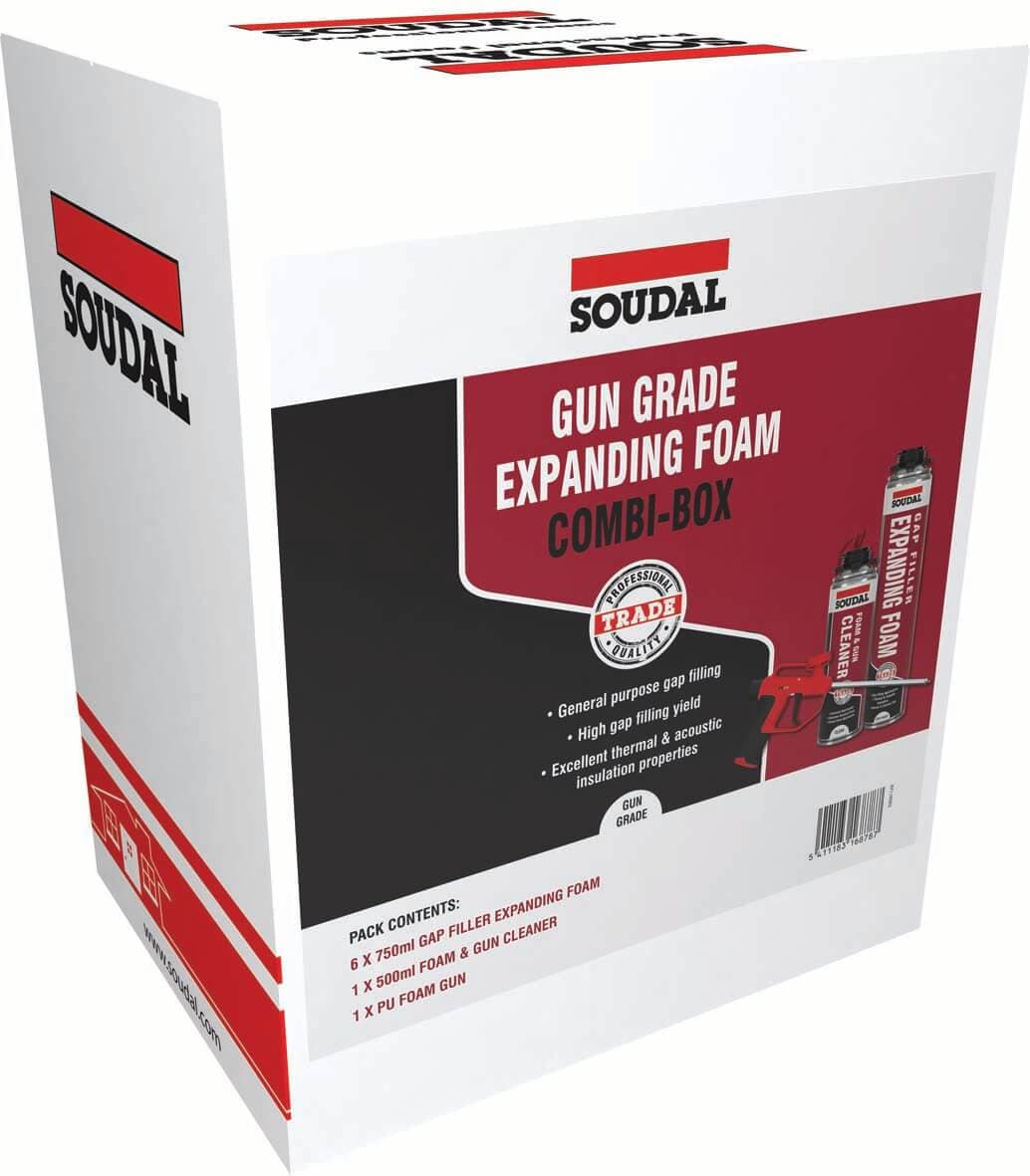 Soudal Gap Filler Expanding Foam - Gun Grade* Combi-Box Applicator Pack Champagne Pack 152990