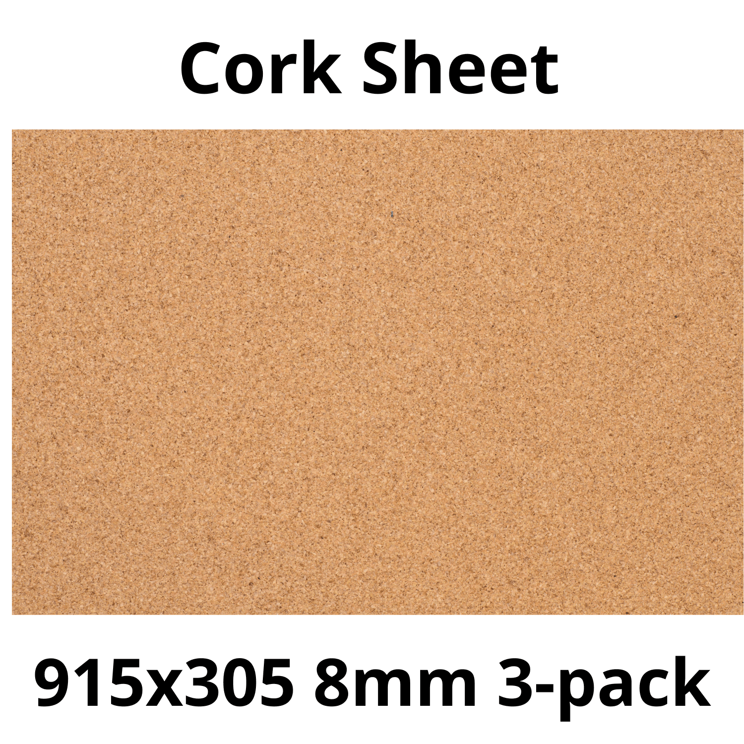 Cork Sheet - 915x305mm - 8mm - Décor and DIY - Pack of 3