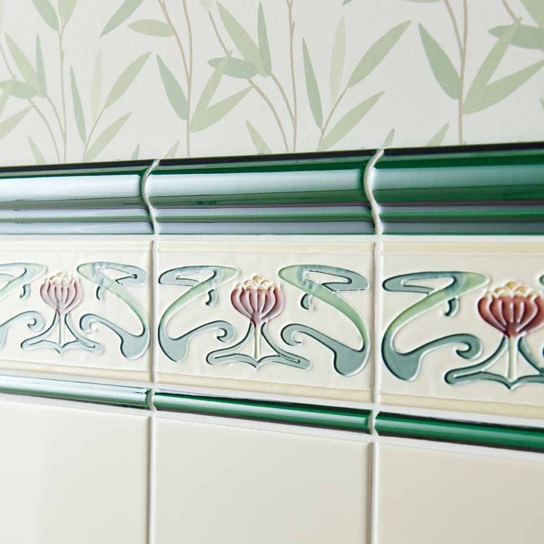 Original Style Artworks Belle Epoque Border Tube-Lined Border Tile on County White
