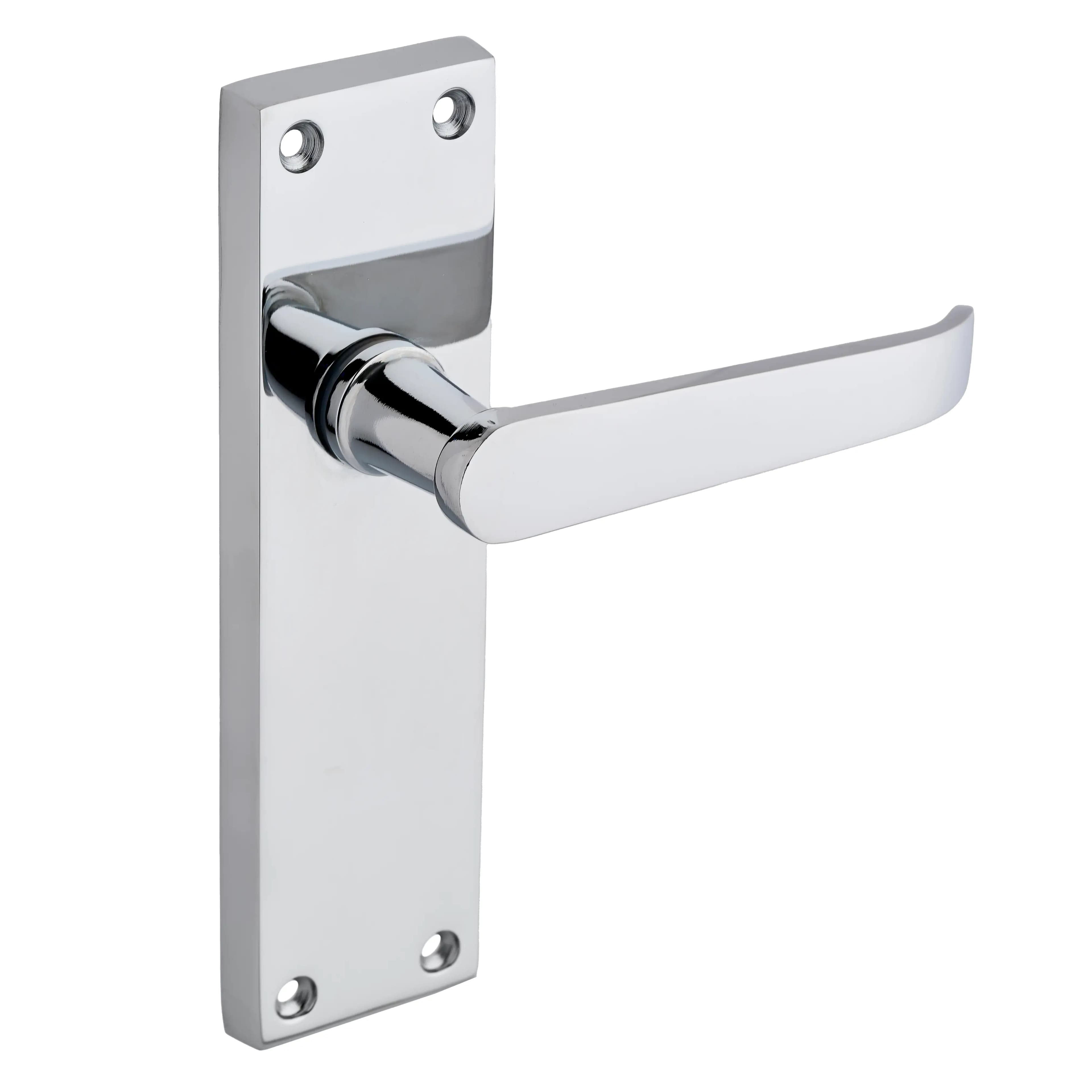 Polished Chrome Victorian Long Backplate Lever Latch Door Handle - Pair - Designer Levers