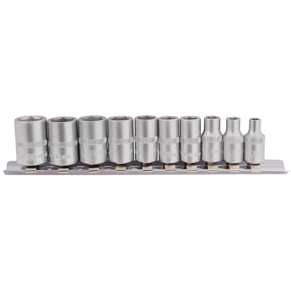 Draper 16398 Metric Socket On Metal Rail 1/4in Sq. Dr. (10 Piece) per set