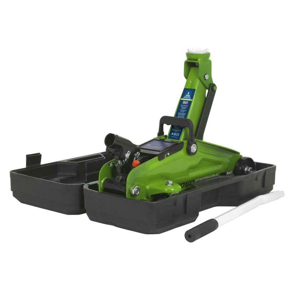 Sealey 1050CXDHV Trolley Jack 2 Tonne Hi-Vis Short Chassis With Storage Case