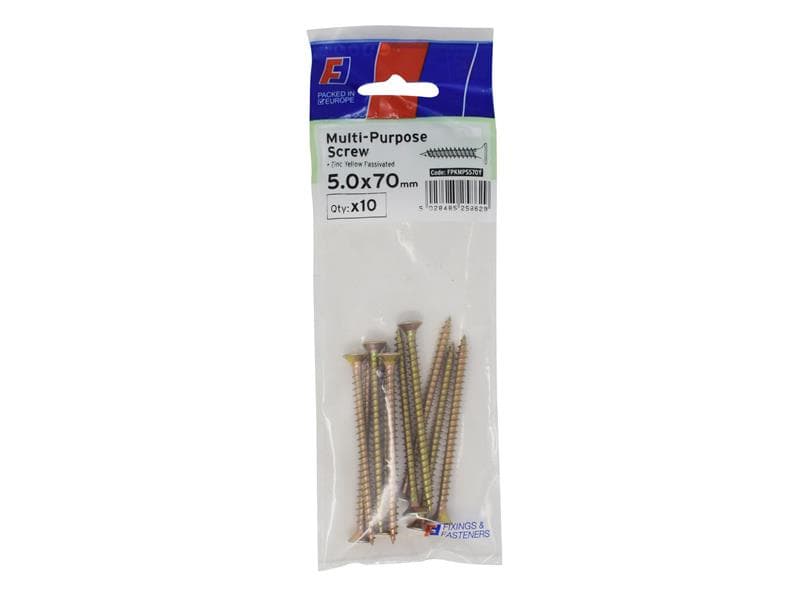 Forgefix FPKMPS570Y Multi-Purpose Pozi Screw Csk St Zyp 5.0 X 70Mm Forgepack 10