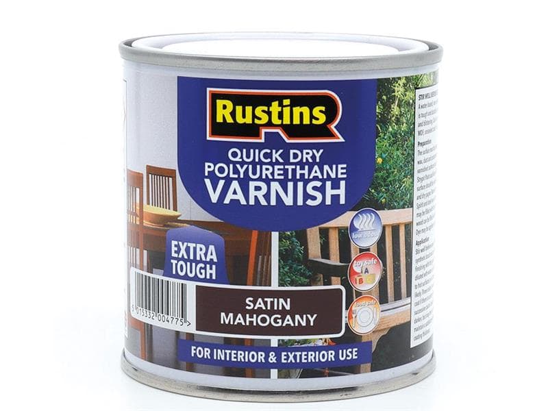 Rustins PSMAW250 Quick Dry Polyurethane Varnish Satin Mahogany 250Ml Psmaw250