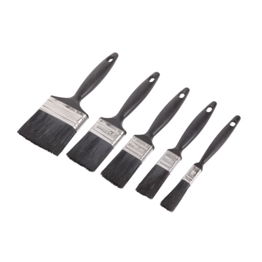 4Trade Black Hardwood Synthetic Paint Brush Pack of 5