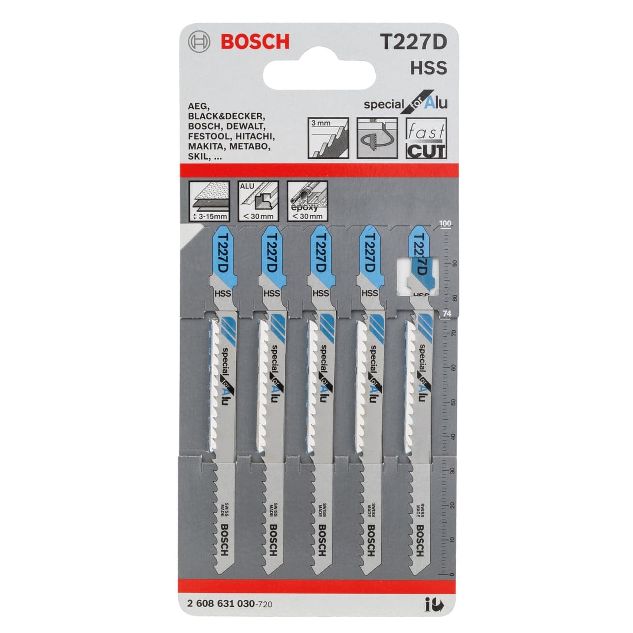 Bosch T227D Jigsaw Blades For Aluminium (5 Pack)