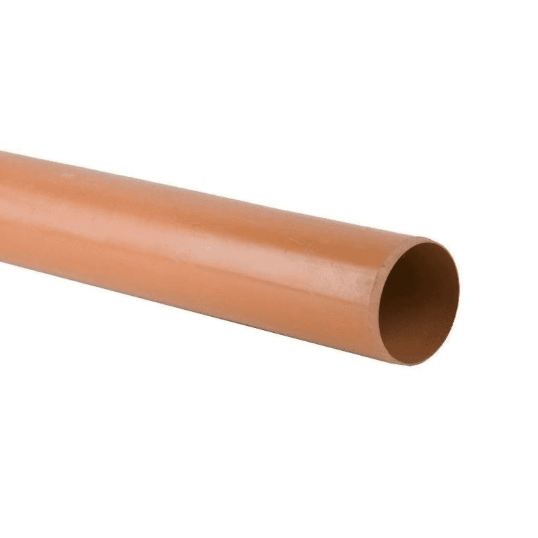 110mm Brett Martin Plain Ended Underground Drain Pipe (6m Length) B4011