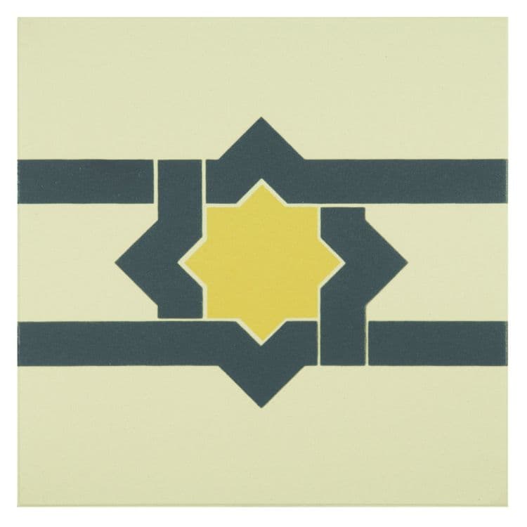 Original Style Odyssey Primo Iberian Border Summer Yellow and Dark Grey on White 15x15cm