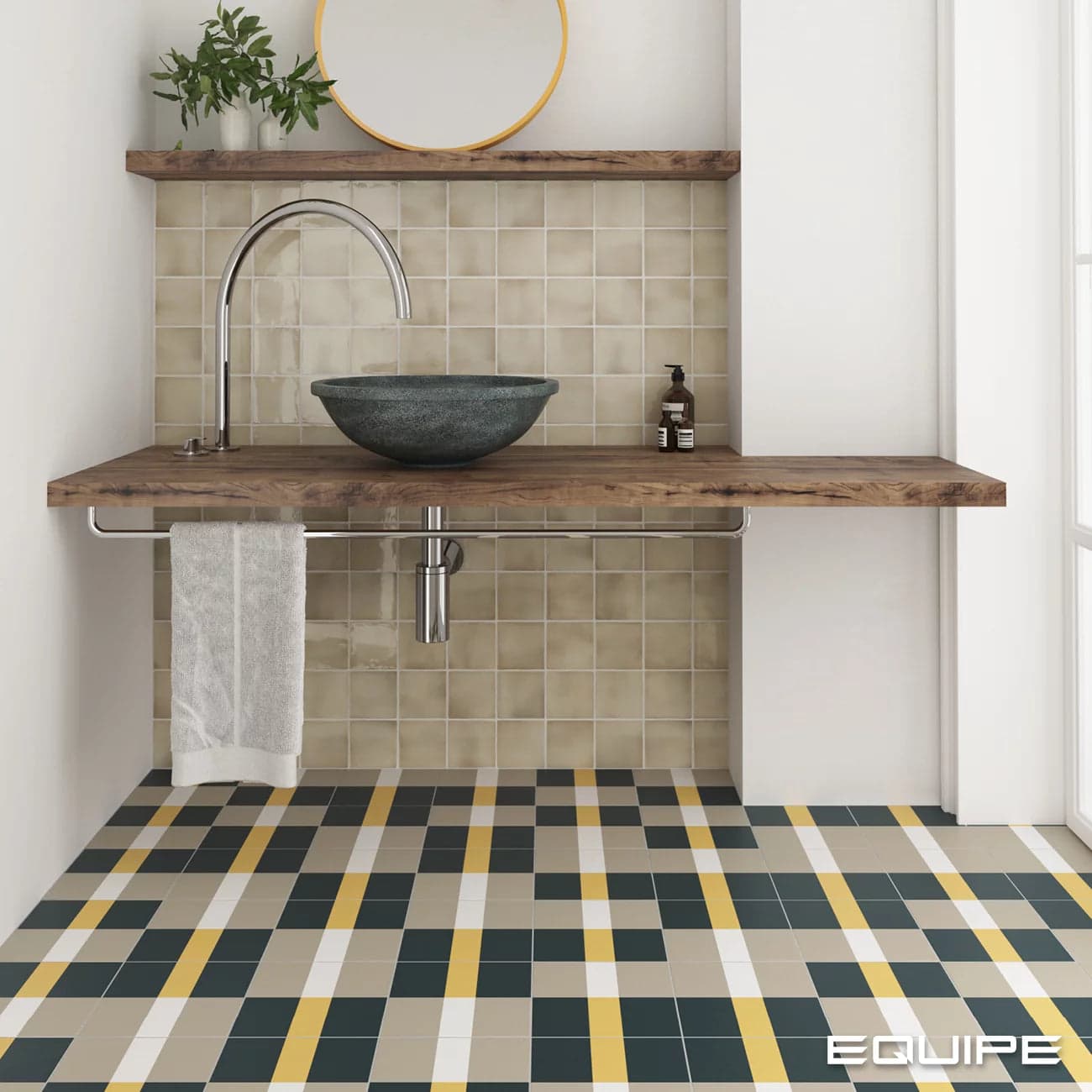 6m² Job Lot | Equipe Bauhome Band Cold Pattern Tile 20x20cm