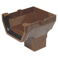 FloPlast Square Gutter Stopend Outlet - 114mm Brown