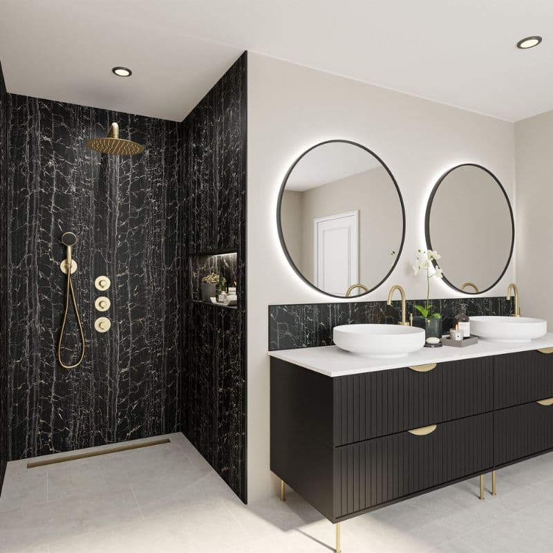 Wetwall Bathroom Wall Panel - 2440mm x 1200mm x 4mm - Nero Portoro