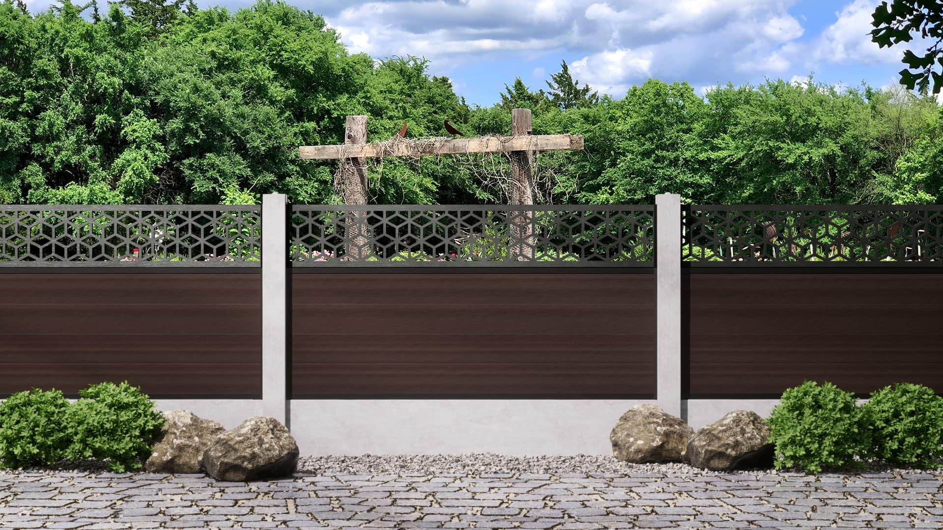 0.9m Walnut Decorative Fence Panels – Tokyo