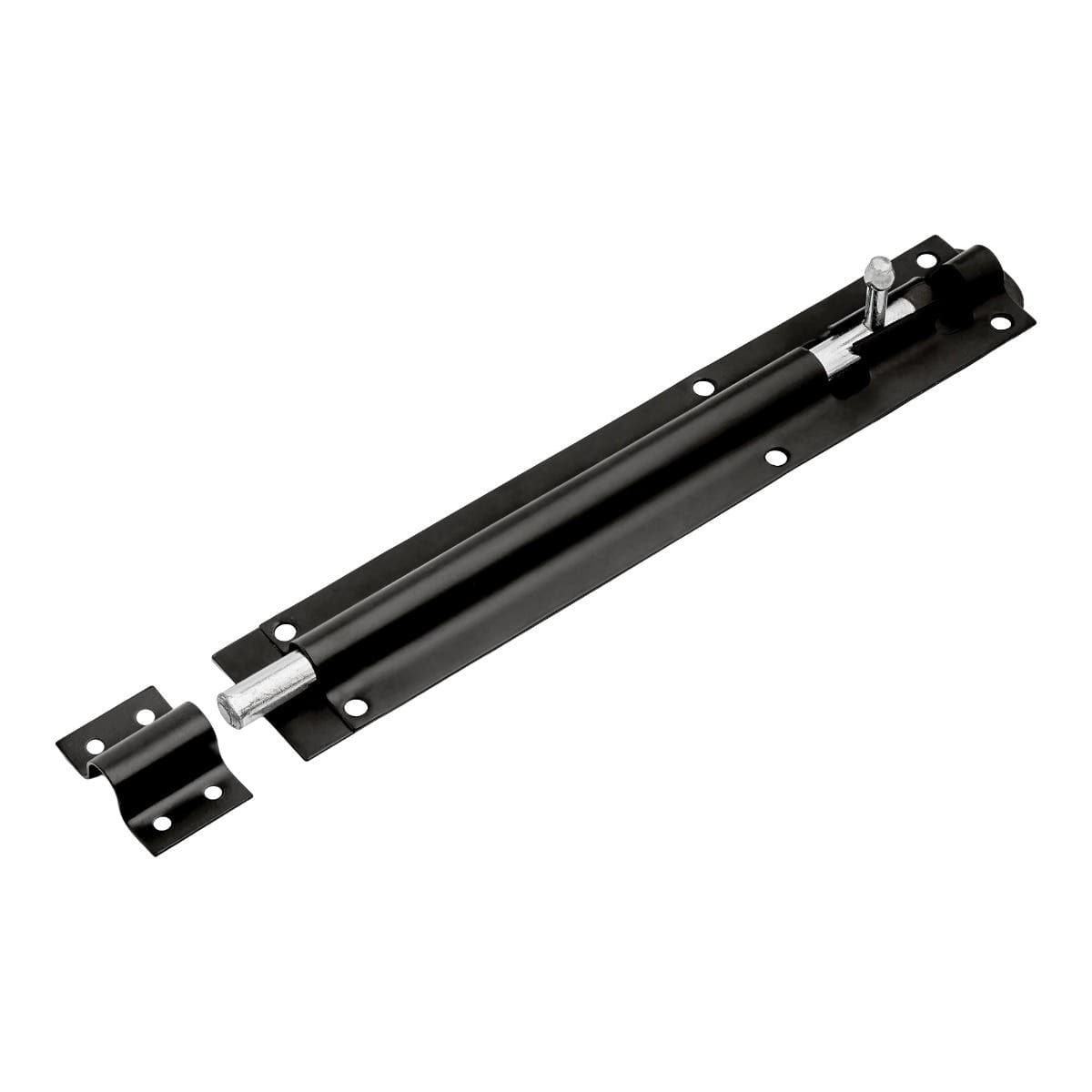 Straight Steel Tower Bolt - Black Powder Coated - 250mm - Hardware Solutions