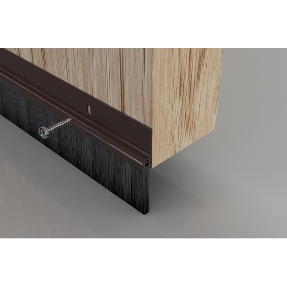 Bottom Door Brush Draught Protector - 914mm - Brown PVC - Stormguard