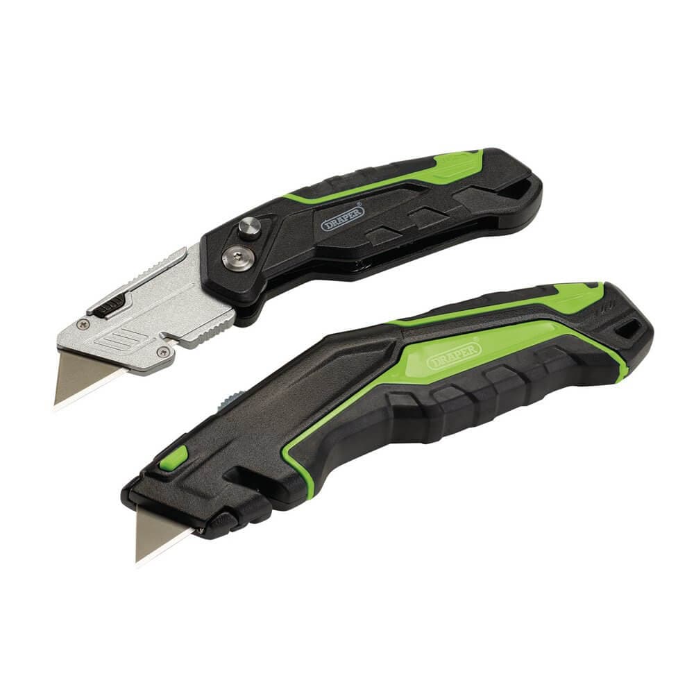 Draper 04773 Retractable & Folding Trimming Knife Set With 10 X Sk2 Two Notch Blades per set 1