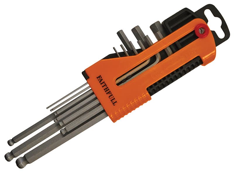 Faithfull HBG-M009 Metric Long Arm Ball End Hex Key Set 9 Piece