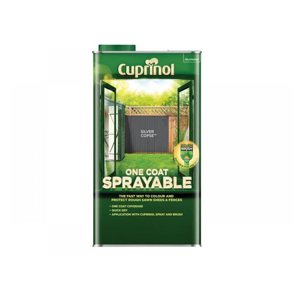 Cuprinol 5355975 One Coat Sprayable Fence Treatment Silver Copse 5 Litre