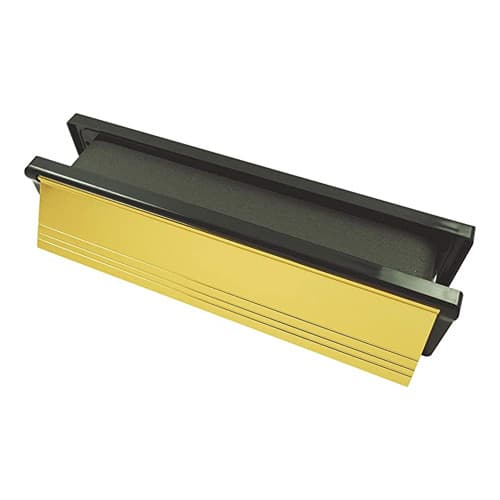 Timco Intumescent Letterbox - Polished Gold - Black Frame Box 1 487158
