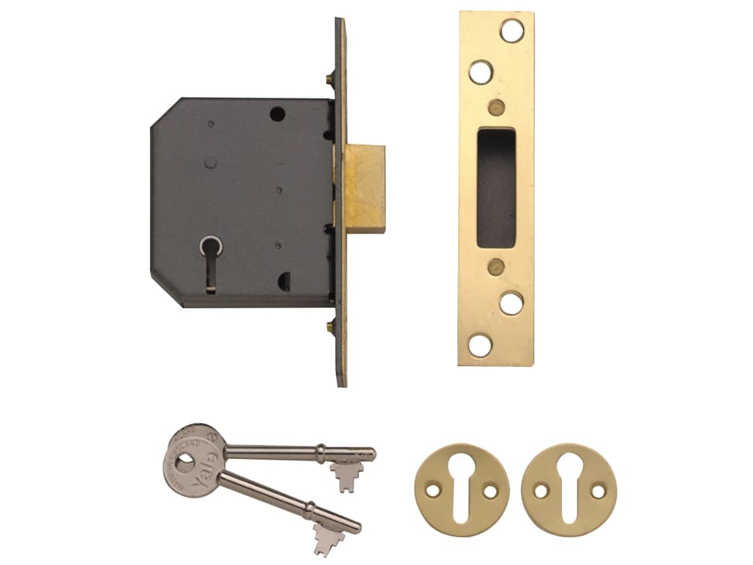 Yale Locks PM552 5 Lever Mortice Deadlock 80mm 3in Polished Brass 6.50552E+11