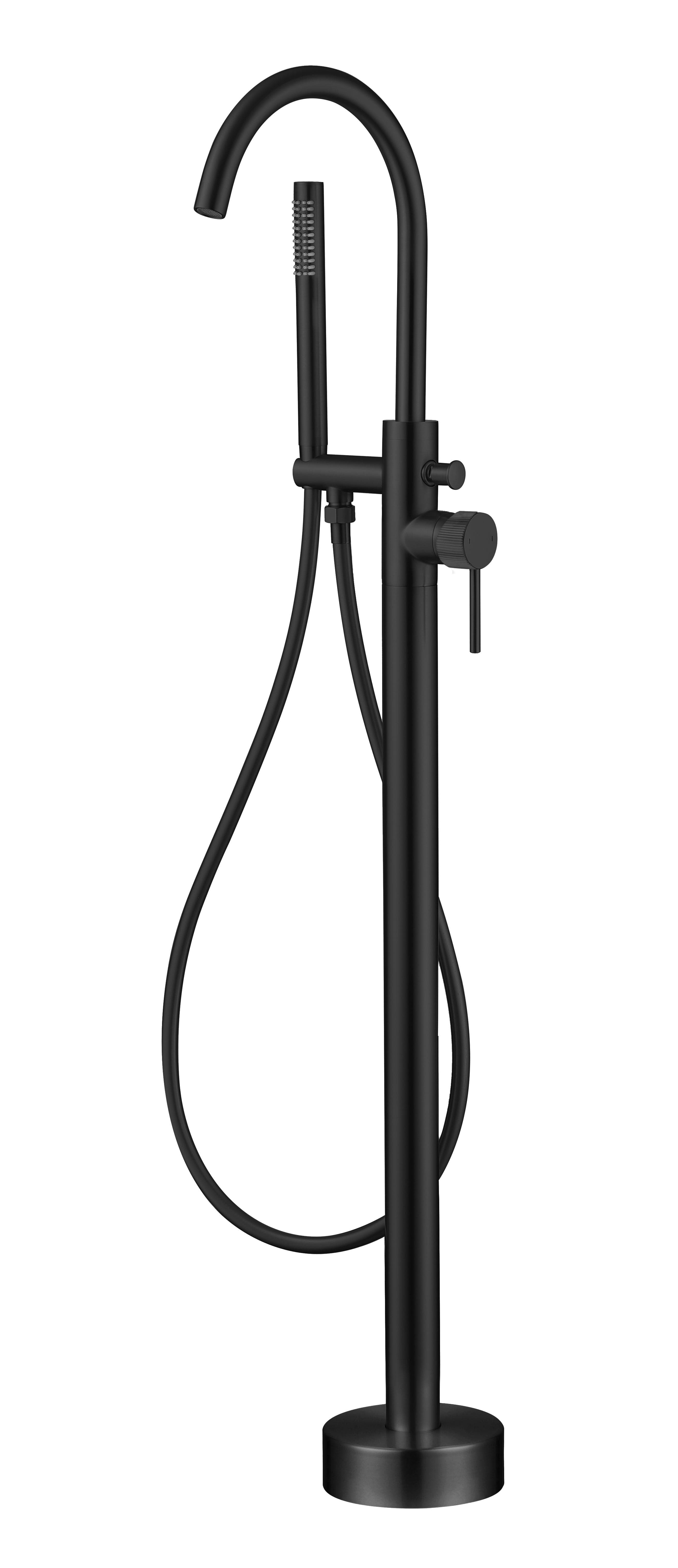 Frankfurt Linear Round Freestanding Bath/Shower Mixer - incl. Shower Kit - Matte Black