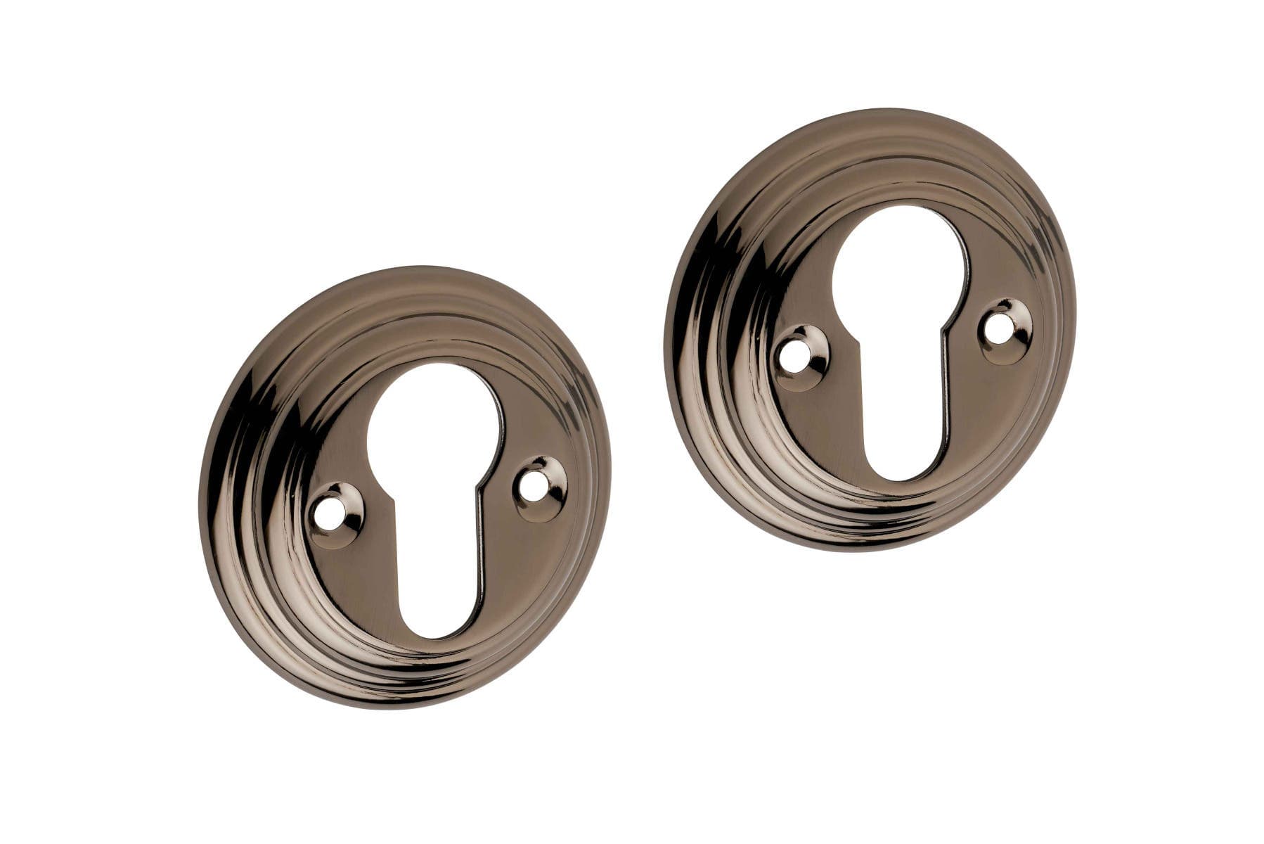 Euro Lock Escutcheon Ringed Design - Black Nickel - Hardware Solutions