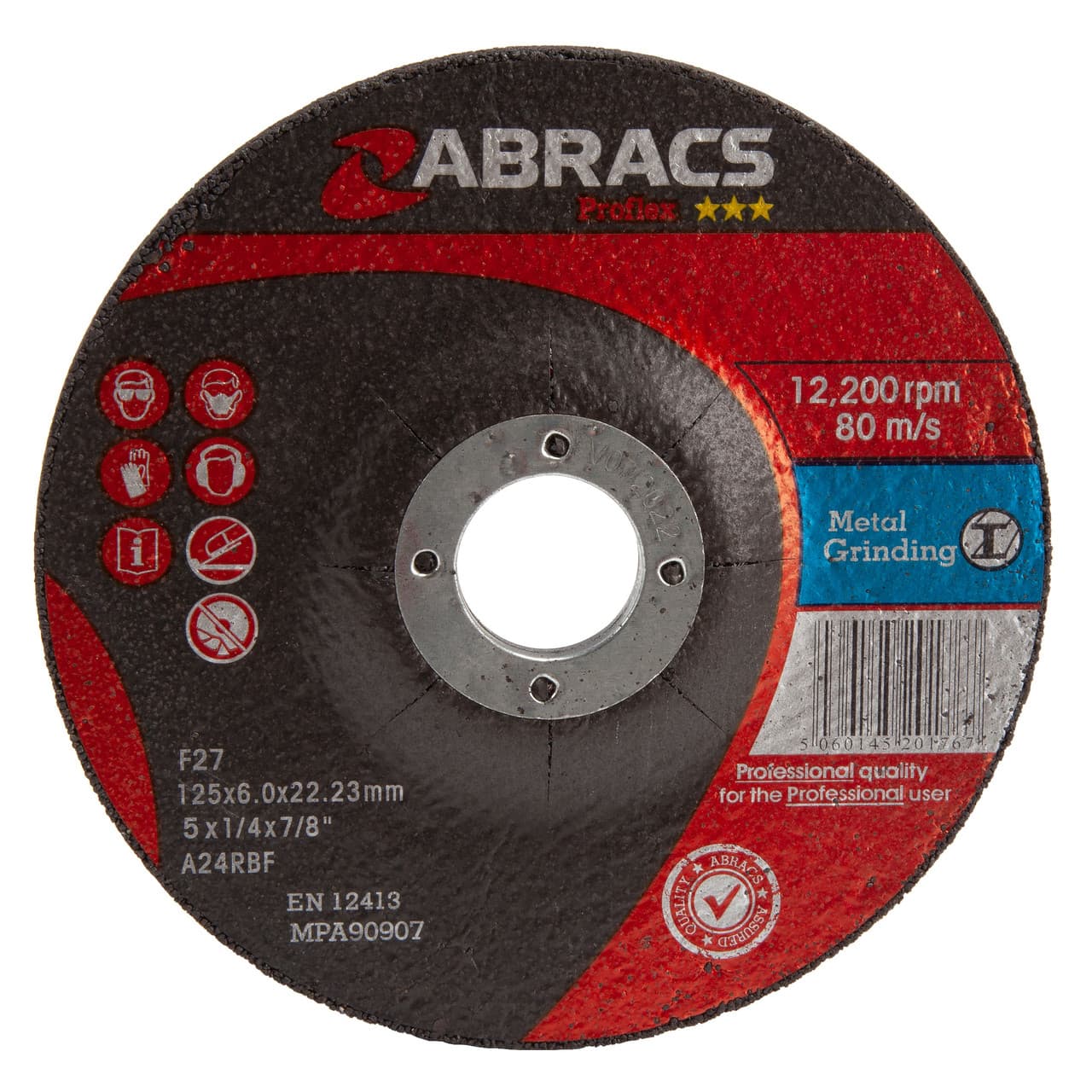 Abracs Proflex Metal Grinding Discs With Dpc Centre 125Mm X 6Mm (25 Pack) ABRA-PF12560DM-25