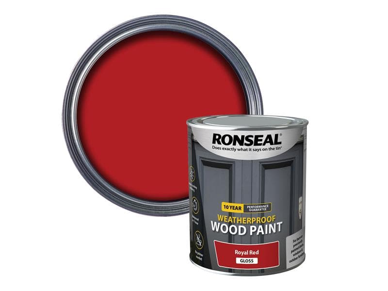 Ronseal 38776 10 Year Weatherproof Wood Paint Royal Red Gloss 750Ml