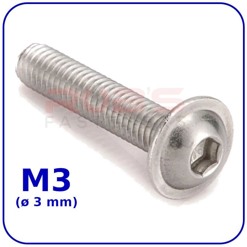 M3 MACHINE SCREWS FLANGED BUTTON SOCKET HEAD ZINC PLATED
