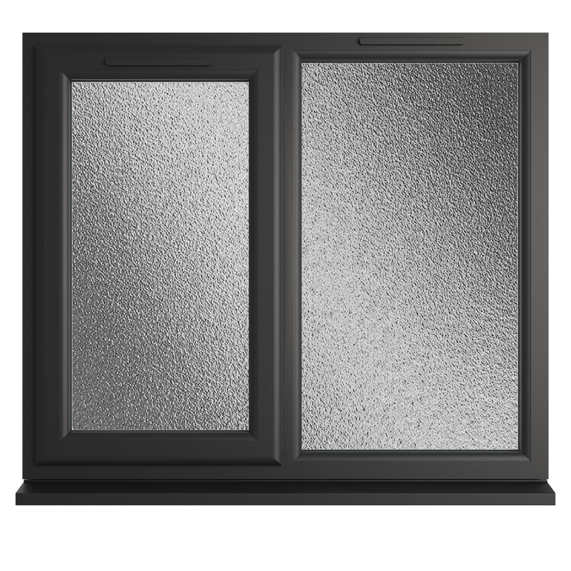 Crystal Triple Glazed uPVC Window Black/White Left Hung 1190mm x 1115mm Obscure