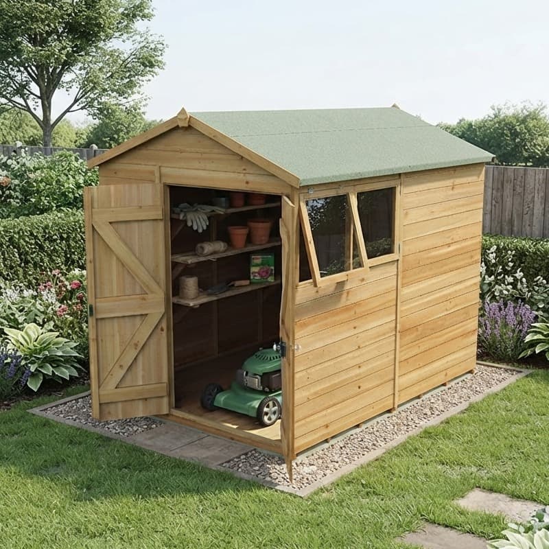 8' x 6' Forest Timberdale 25yr Guarantee Tongue & Groove Pressure Treated Double Door Apex Shed (2.46m x 2.03m)