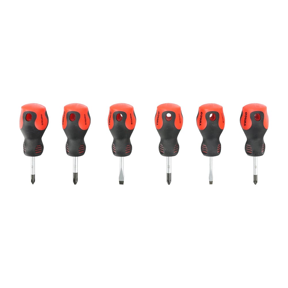 Stubby Screwdriver Set – 6 Piece – Slotted, Phillips & Pozi