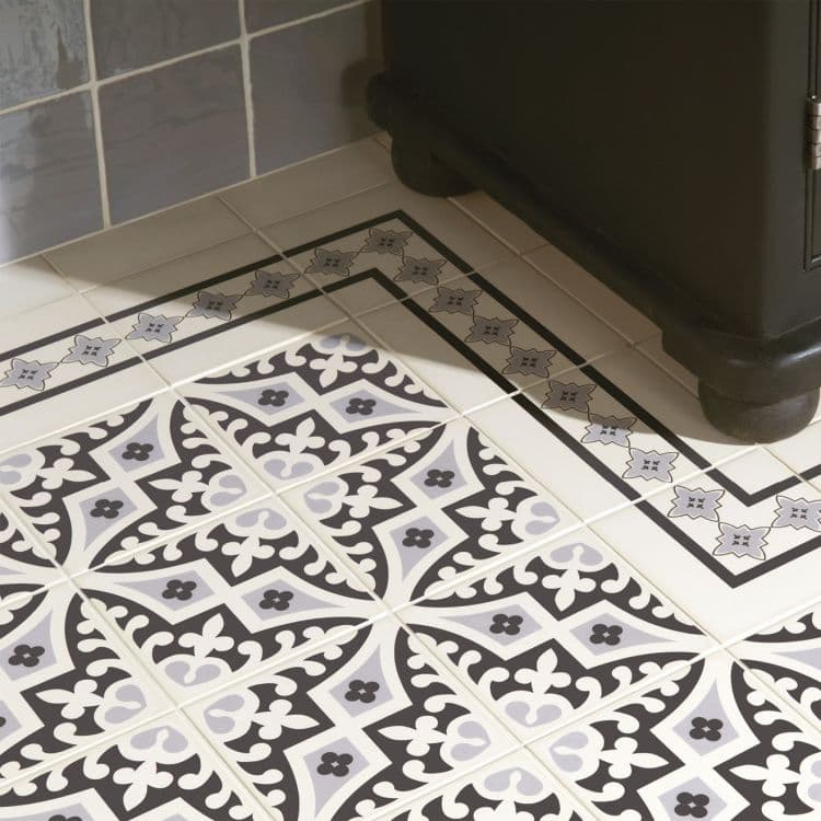 Original Style Odyssey Primo Marrakech Border Light Grey and Black on White 15x15cm