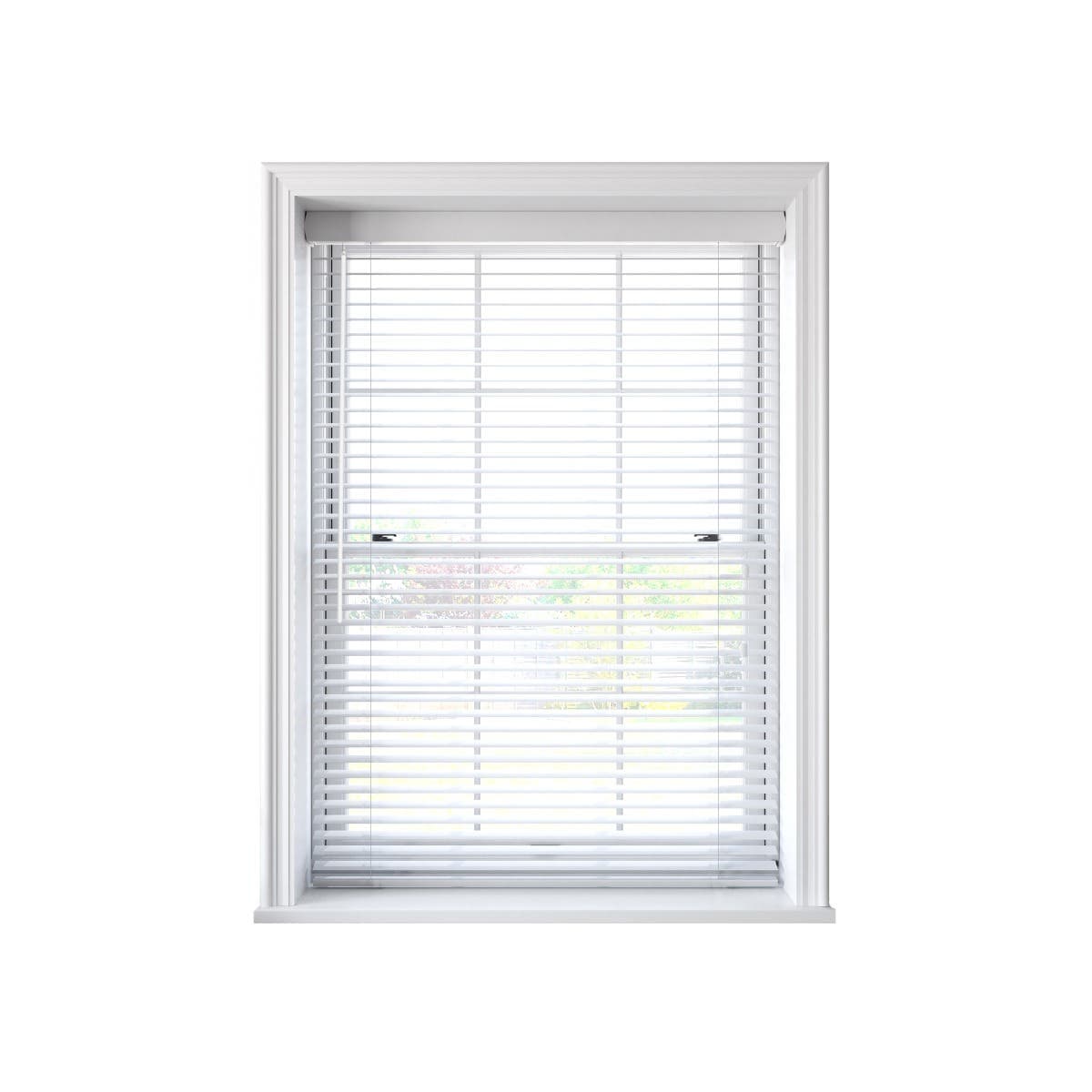 Paloma Faux Wood Blind - 120 x 210cm - 50mm Slat - White - Wall/Ceiling Fix - Cuttable to Size