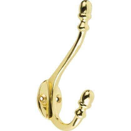 Brass Decorative Tipped Hat & Coat Hook - Wall/Door Mountable - Decohooks