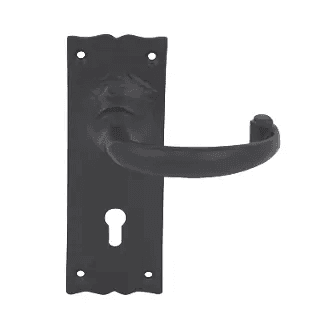 Ornate Lever Latch Lock Door Handle - Vintage Black Iron - Pair - Designer Lever
