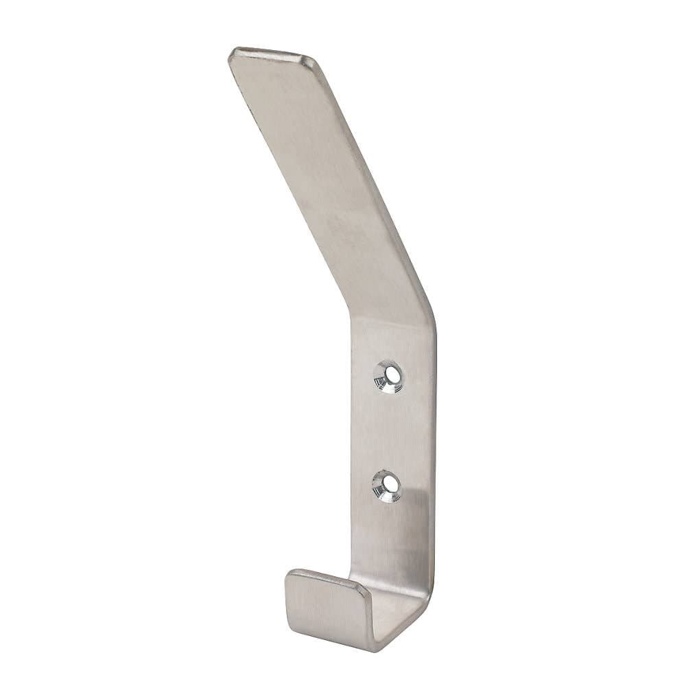 General Utility Hat & Coat Hook - Satin Stainless Steel - 130mm - Wall/Door/Wood Mountable - Decohooks