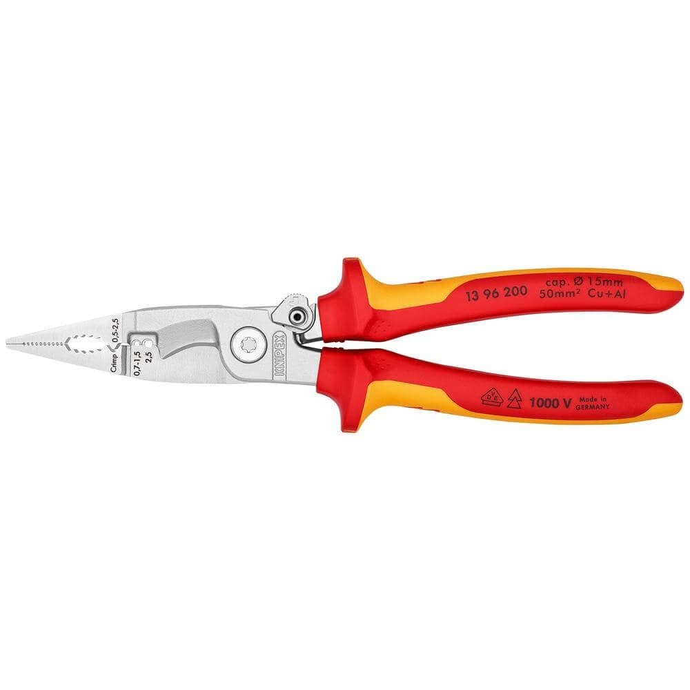 Knipex 13 96 200 Sb Pliers For Electrical Installation Insulated With Multi-Component Grips 200Mm 25886