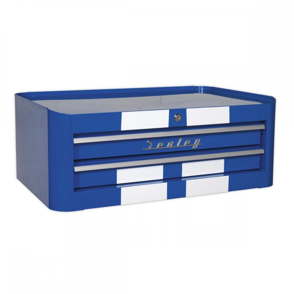 Sealey AP28102BWS Mid-Box 2 Drawer Retro Style - Blue With White Stripes