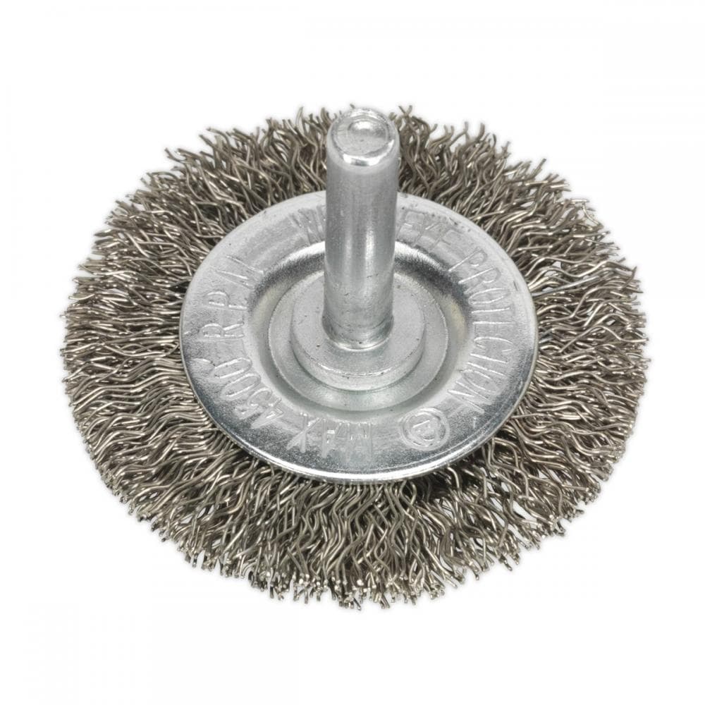 Sealey SFBS50 Flat Wire Brush Stainless Steel Ø50Mm Ø6Mm Shaft