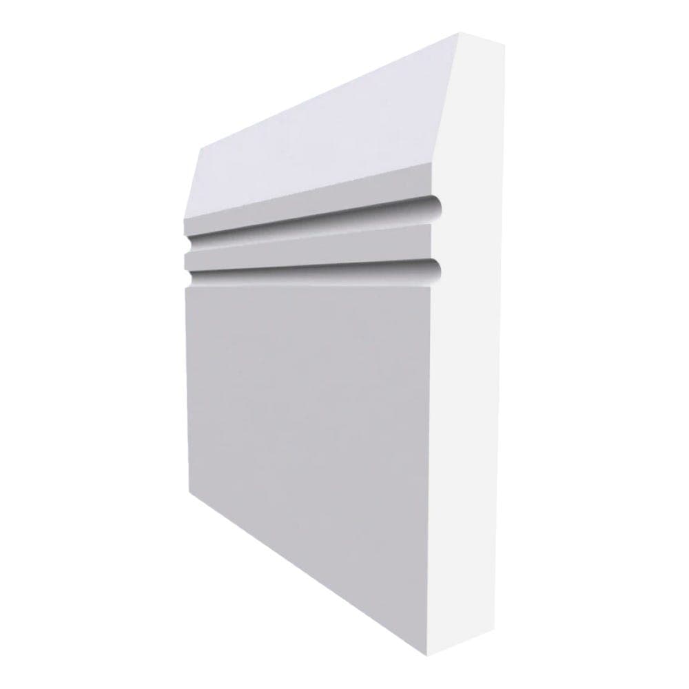 Chamfered Square C Grooved 2 MDF Skirting Board White Primed 4200mm x 170mm x 18mm