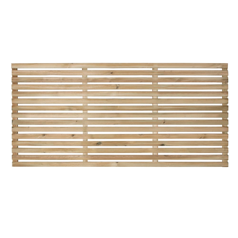 Pressure Treated Contemporary Single Slatted Fence Panel 6ft x 3ft Pack of 3